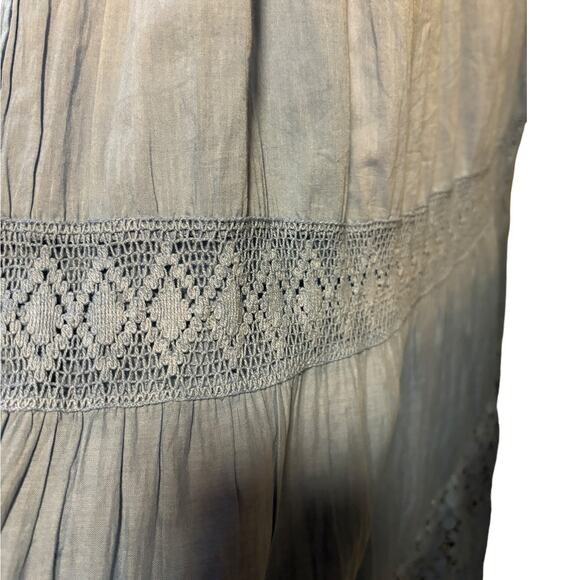 New Raga Ombre Maxi Dress Women's Size S Rare Sample Blues Lace Eyelet Tassels - Picture 4 of 14